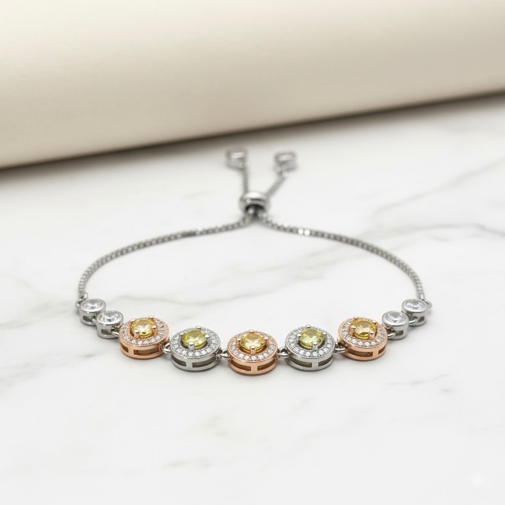 Sunset Sparkle Sterling Silver Chain Bracelet