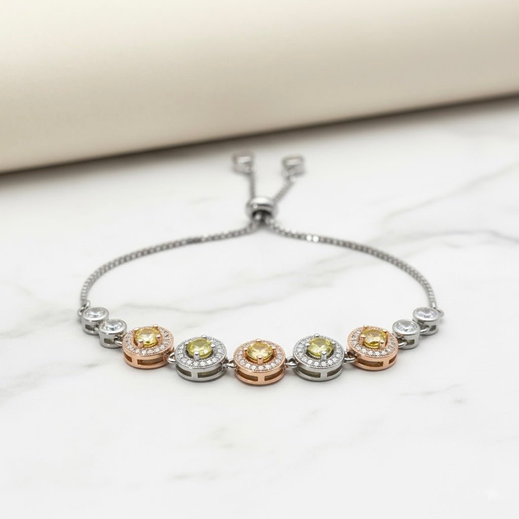 Sunset Sparkle Sterling Silver Chain Bracelet