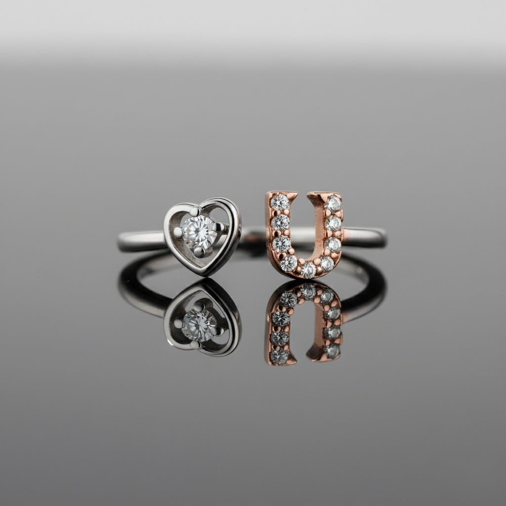 Heart & U Design Sterling Silver Ring