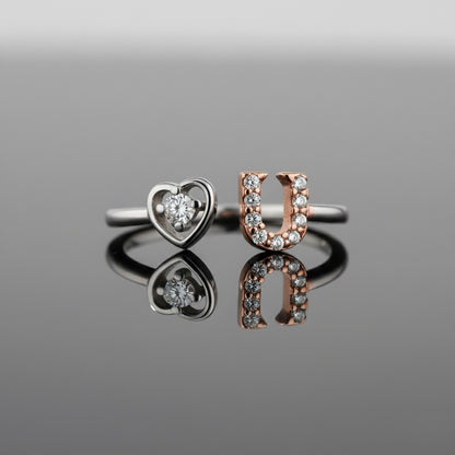 Heart & U Design Sterling Silver Ring
