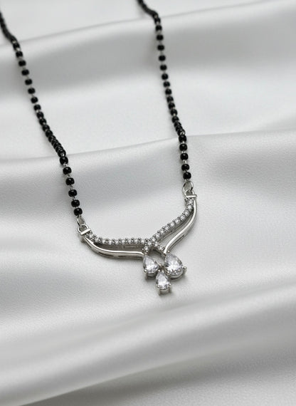 Elegant 3-Stone Silver Mangalsutra