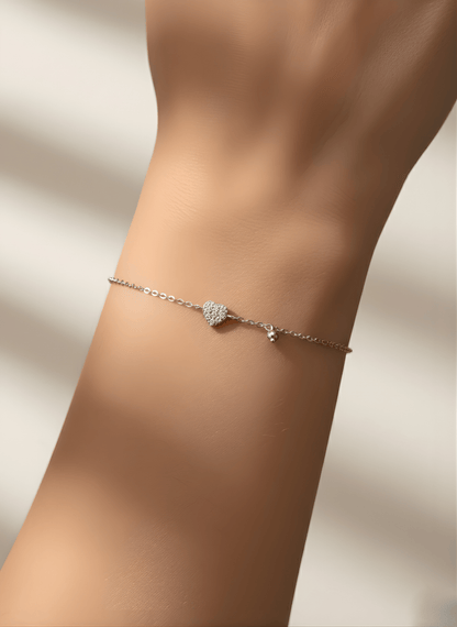 Silver Starlight Heart Link Bracelet