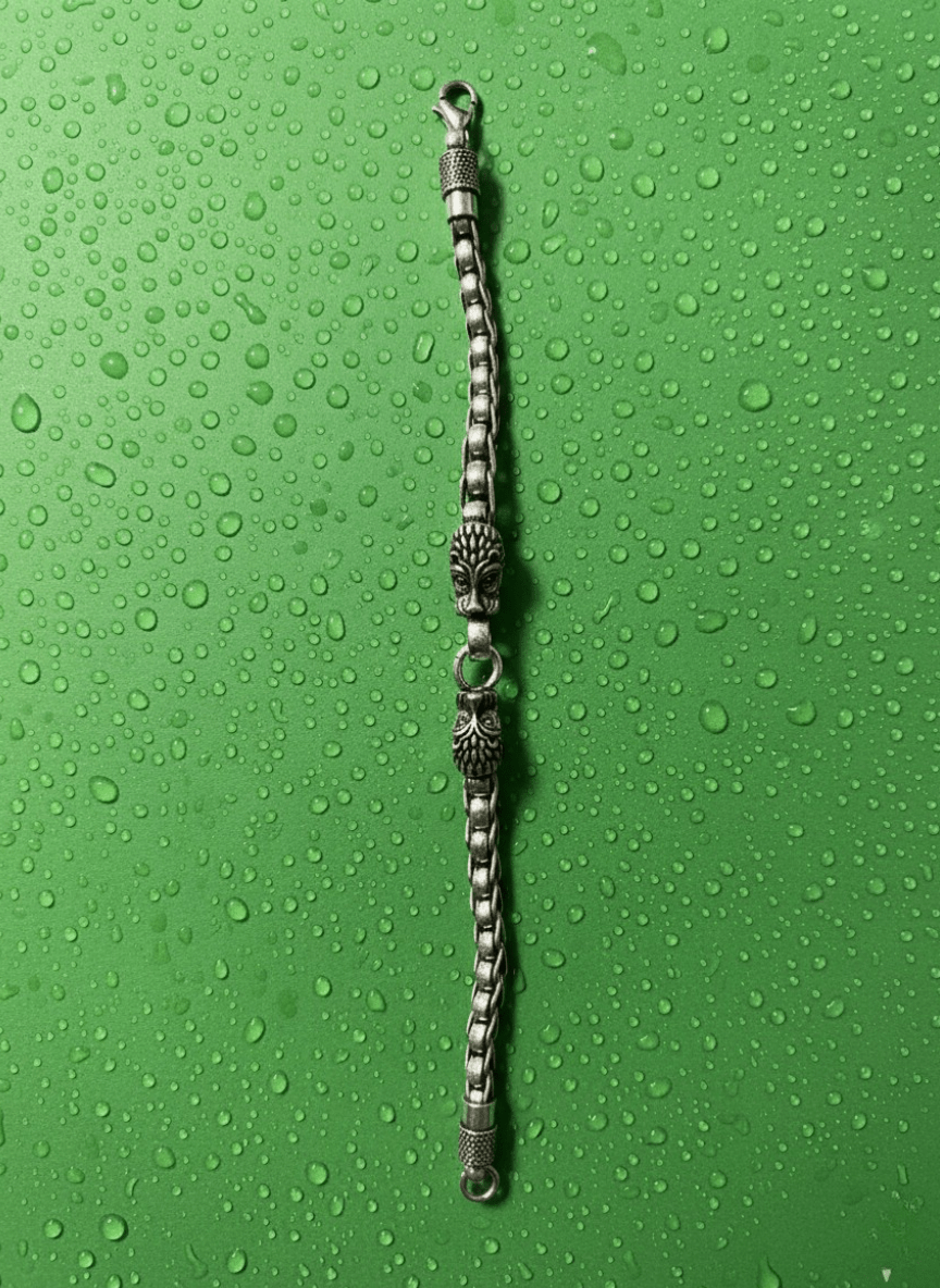 Guardian Beast Silver Oxidised Bracelet ( 39 grams )
