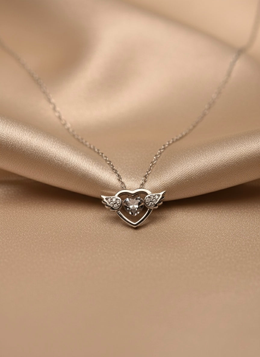925 Sterling Silver Wings Heart Pendant