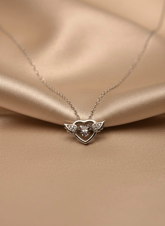 925 Sterling Silver Wings Heart Pendant