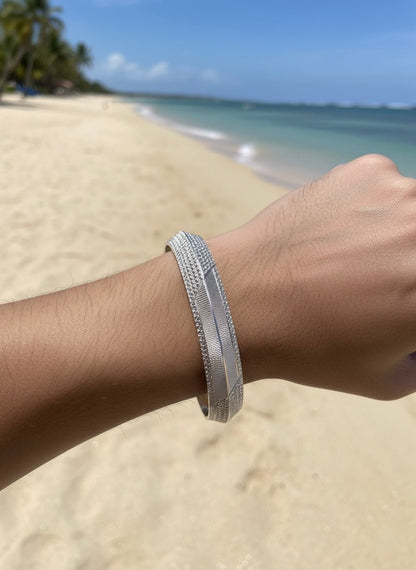 Sterling Silver Dual Texture Kada ( 35 grams )