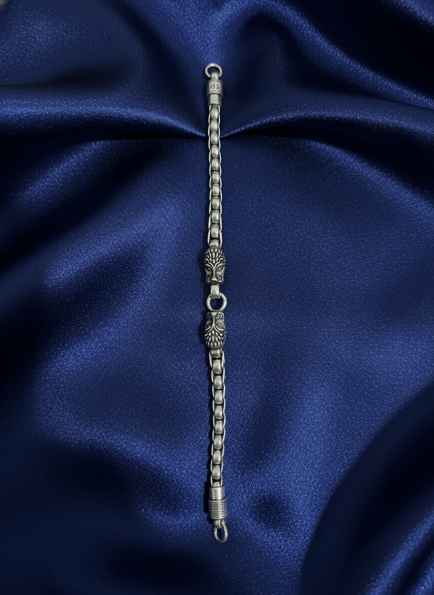 Guardian Beast Silver Oxidised Bracelet ( 39 grams )