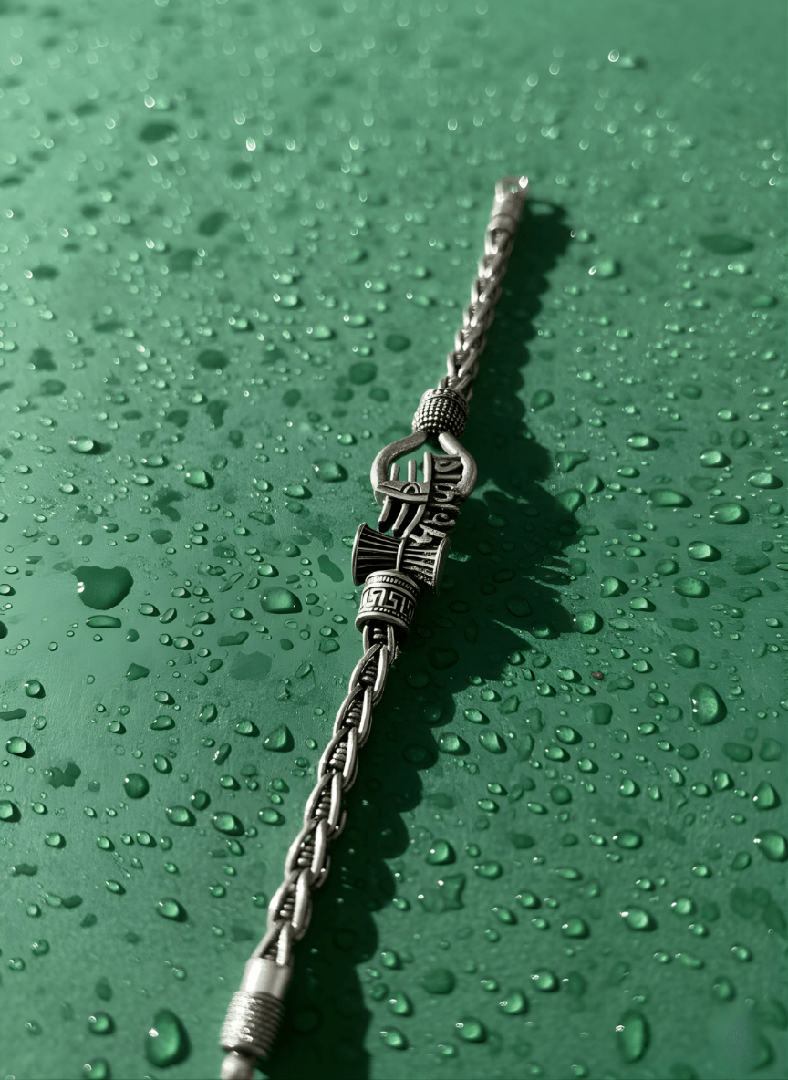 Silver Oxidised Mahakaal Bracelet ( 34 grams )