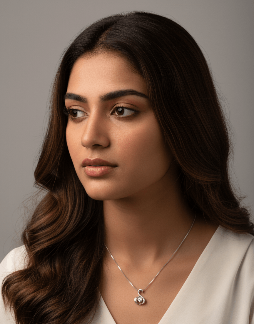 925 Sterling Silver Swan Gemstone Pendant