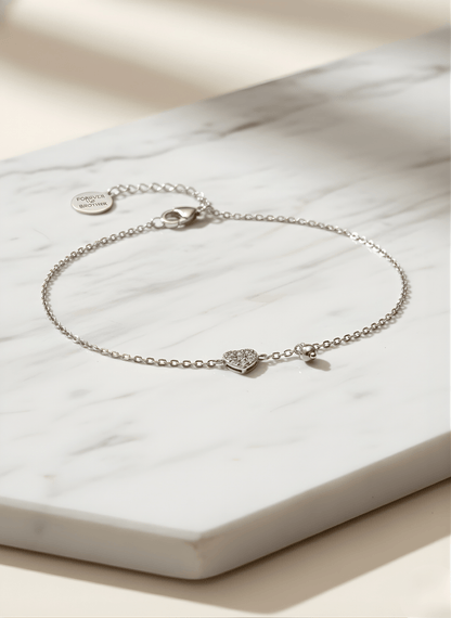 Silver Starlight Heart Link Bracelet