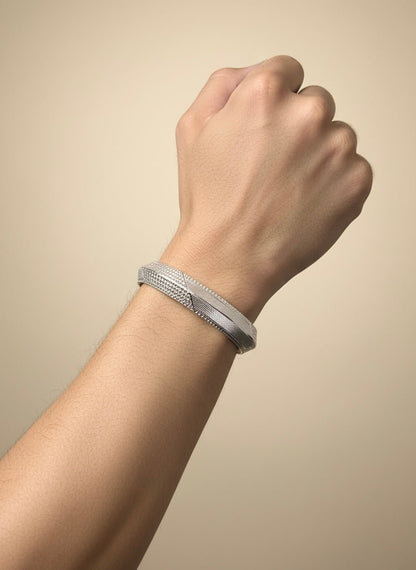 Sterling Silver Dual Texture Kada ( 35 grams )