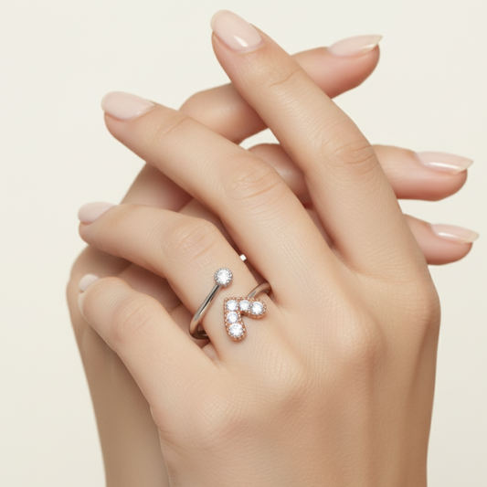 Single  rose gold Heart Design Sterling Silver Ring