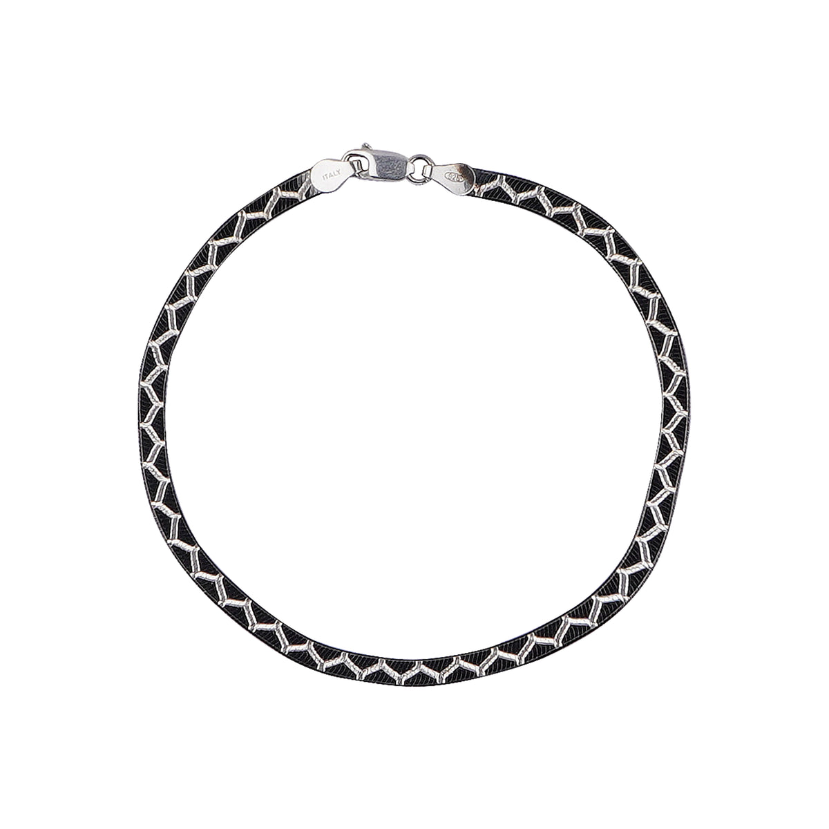 Sleek Midnight Silver Italian Anklet (1 Pair)