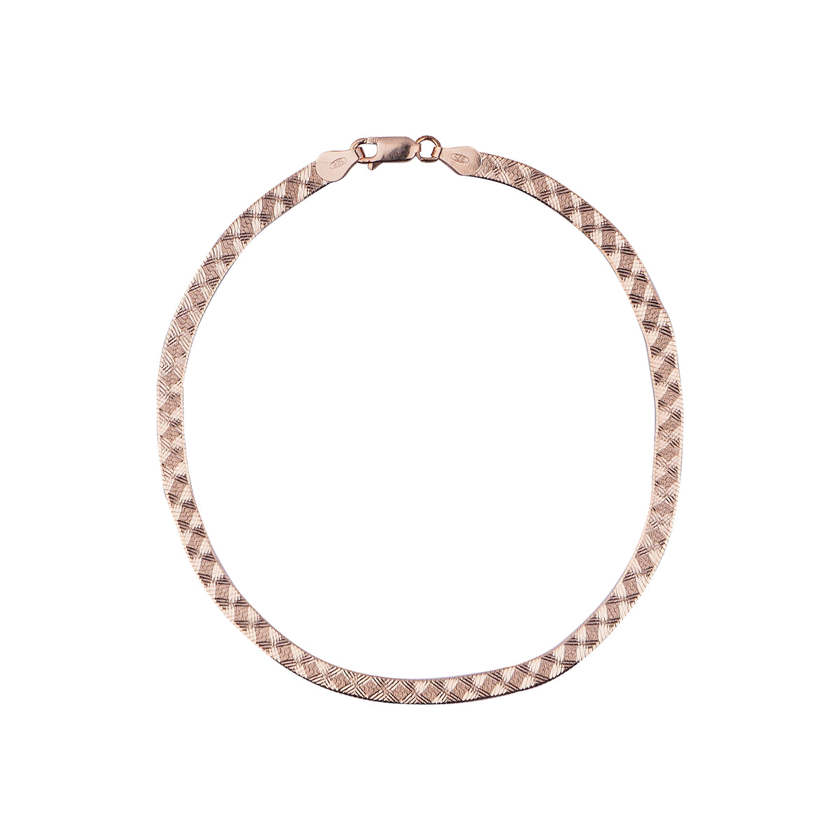 Elegant Gold & Light Brown Woven Design Silver Italian Anklet