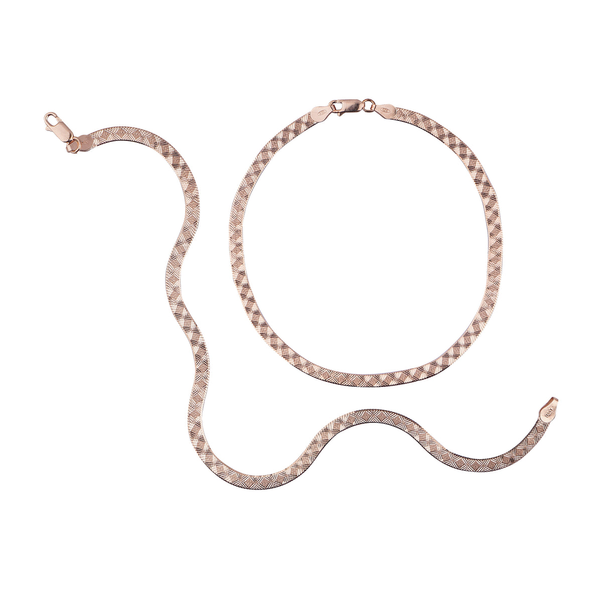 Elegant Gold & Light Brown Woven Design Silver Italian Anklet