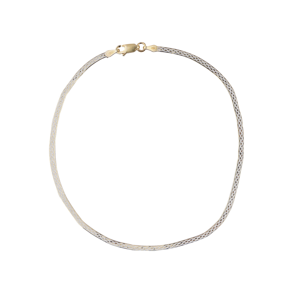 Elegant Silver & Gold Woven Design Silver Italian Anklet (1 Pair)