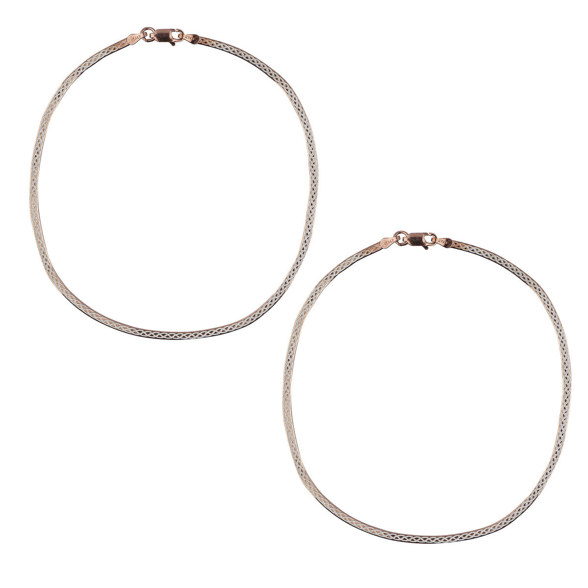 Celestique Woven Design Silver Italian Anklet (1 Pair)