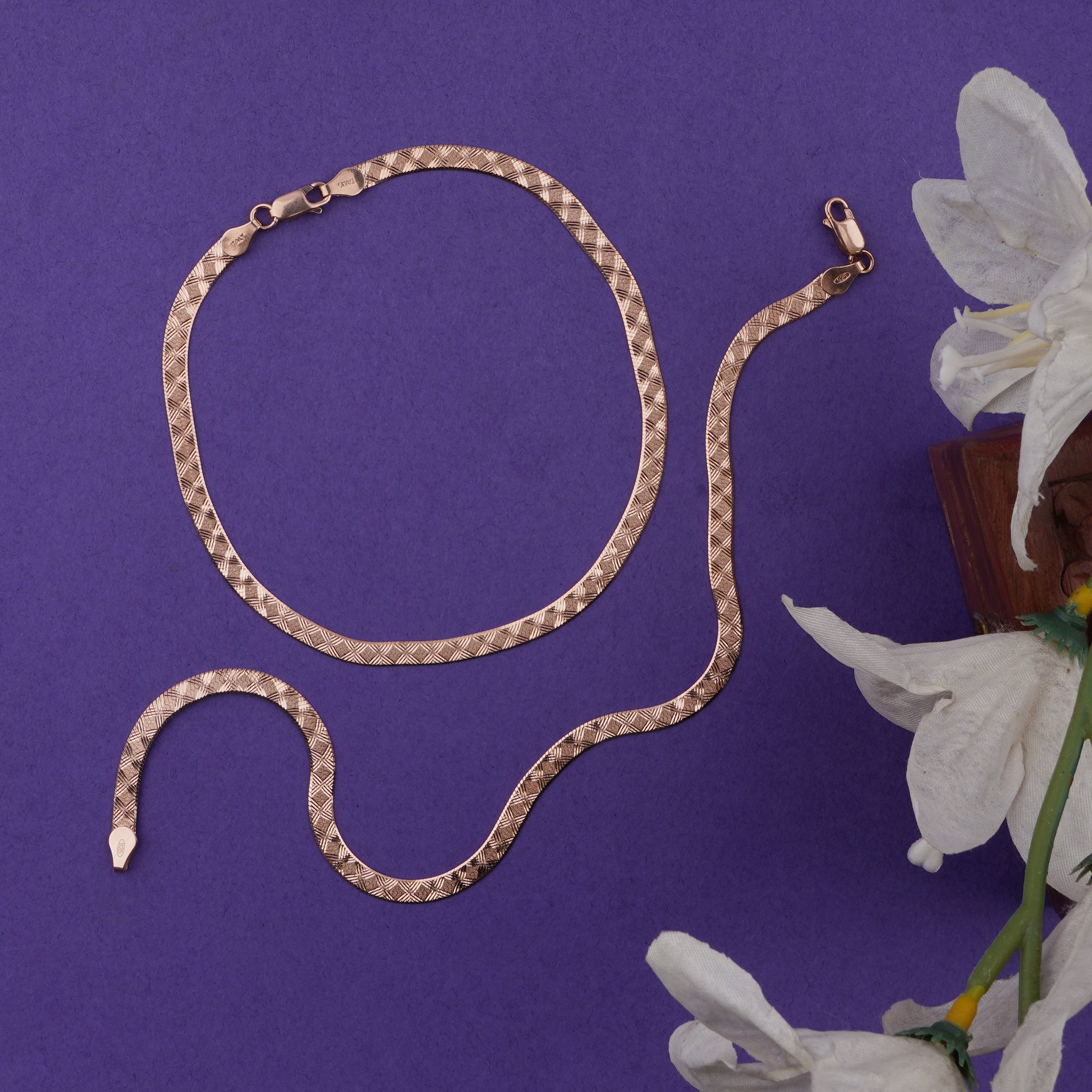 Elegant Gold & Light Brown Woven Design Silver Italian Anklet