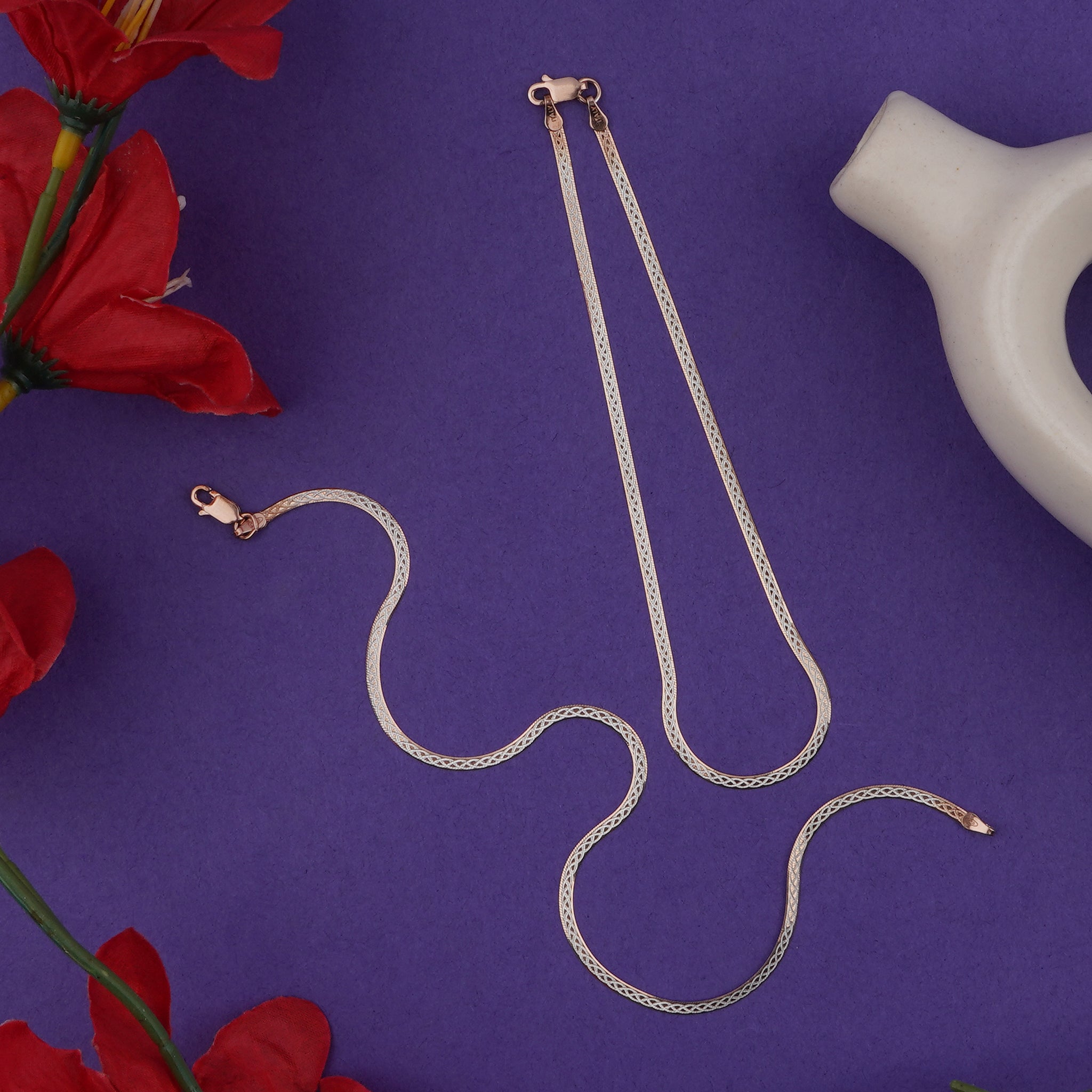 Celestique Woven Design Silver Italian Anklet (1 Pair)