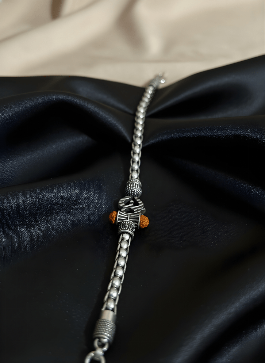 Silver Oxidised OM Bracelet ( 37 grams )
