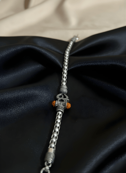 Silver Oxidised OM Bracelet ( 37 grams )