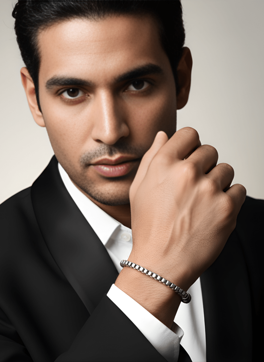 Silver BoldBlock Bracelet ( 37 grams )