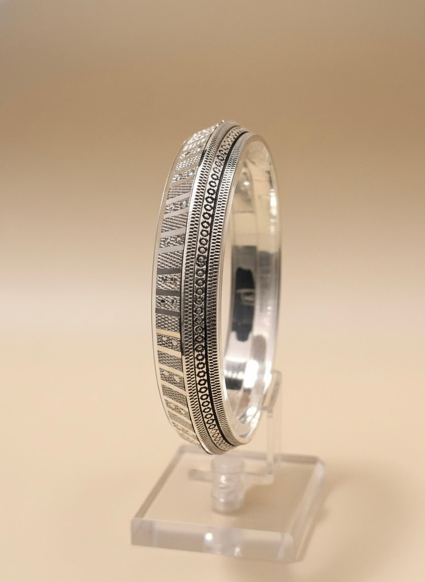 Sterling Silver The Gridlock Menƒ??s Kada ( 47 grams )