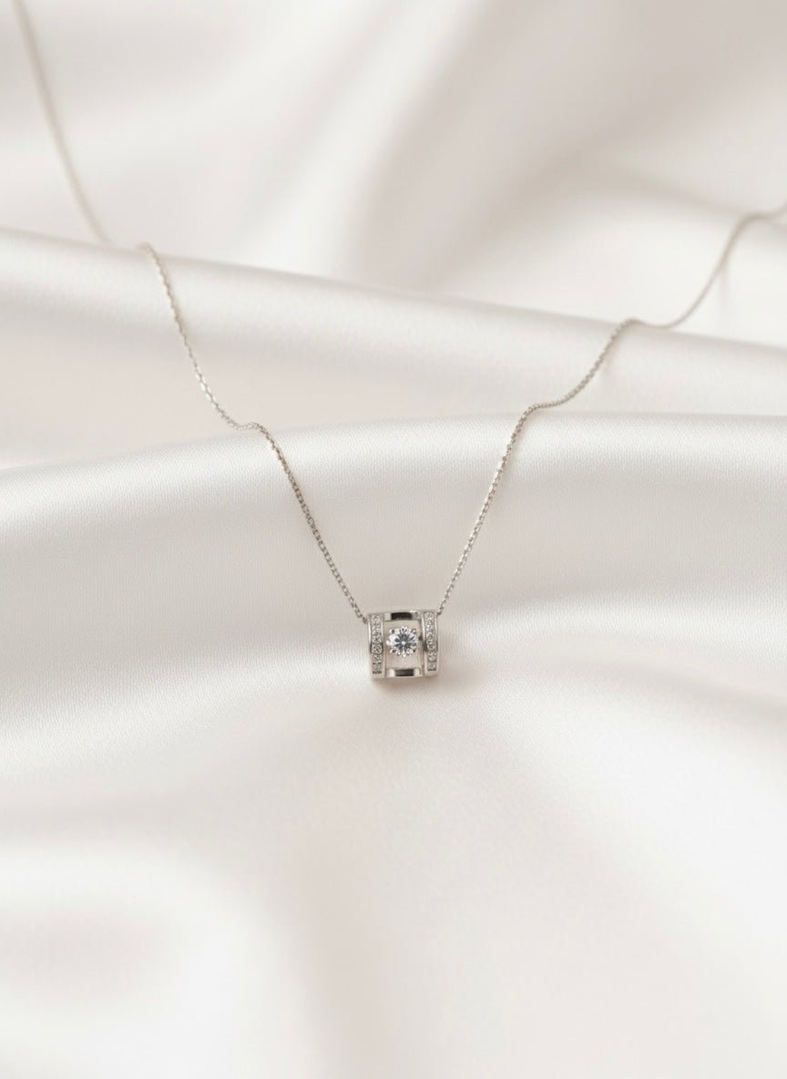 925 Sterling Silver Cylinder Pendant Necklace