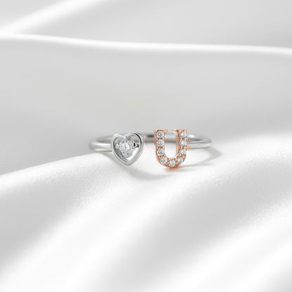 Heart & U Design Sterling Silver Ring