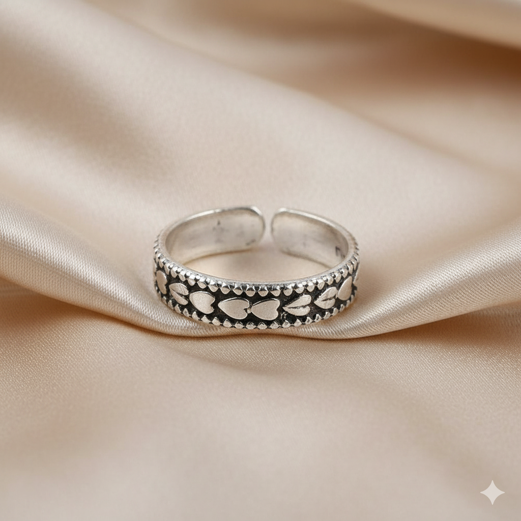 Elegant Leaf Pattern Design Sterling Silver Toe Ring (1 Pair)