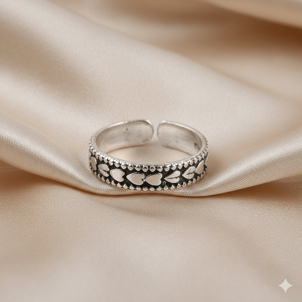 Elegant Leaf Pattern Design Sterling Silver Toe Ring (1 Pair)