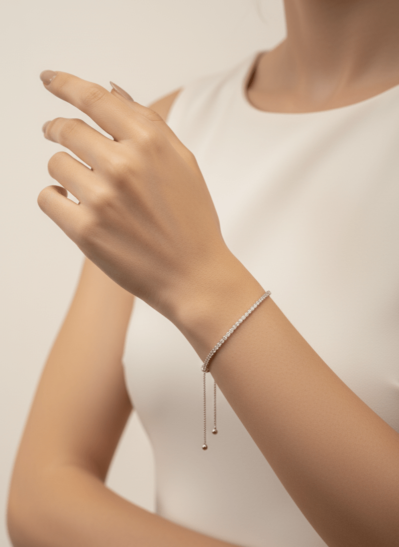 Studded Rhinestones Sterling Silver Tennis Bracelet