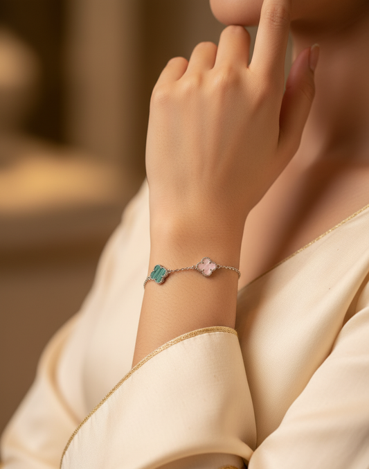 3 multi color flower sling bracelet | 925 sterling silver