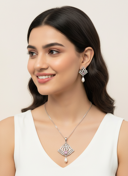 Prism Pink Pendant Set | 925 terling Silver