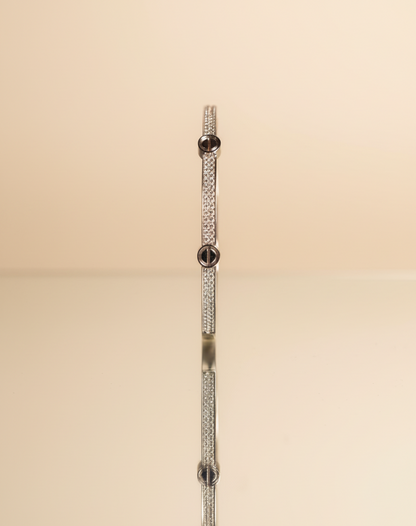 Studded Rhinestones Rose Gold Plated Sterling Silver Bangle Bracelet