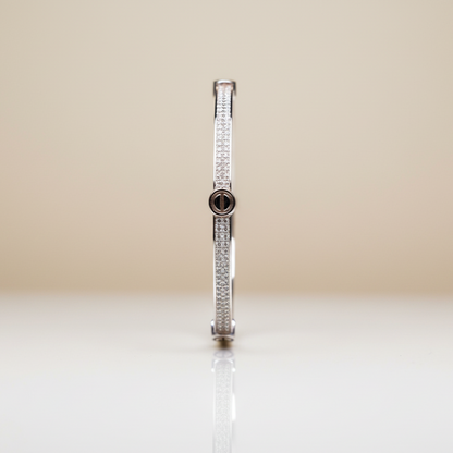 Studded Rhinestones Sterling Silver Bangle Bracelet
