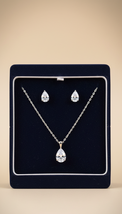Tear Diamond Pendant Set | 925 Sterling Silver