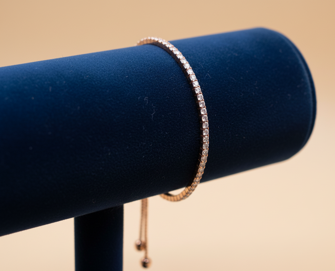 Studded Rhinestones Sterling Silver Tennis Bracelet