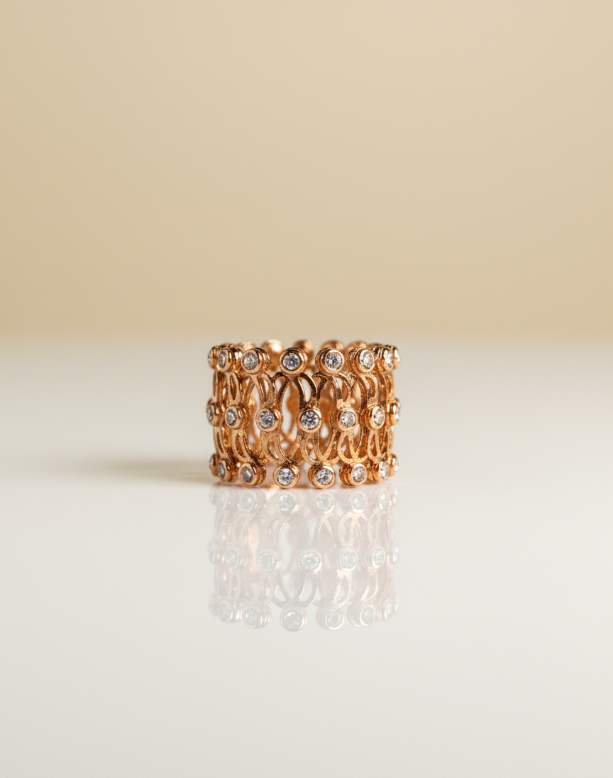 2 in 1 Ring to Bracelet rose gold color bracelet, 925 sterling silver