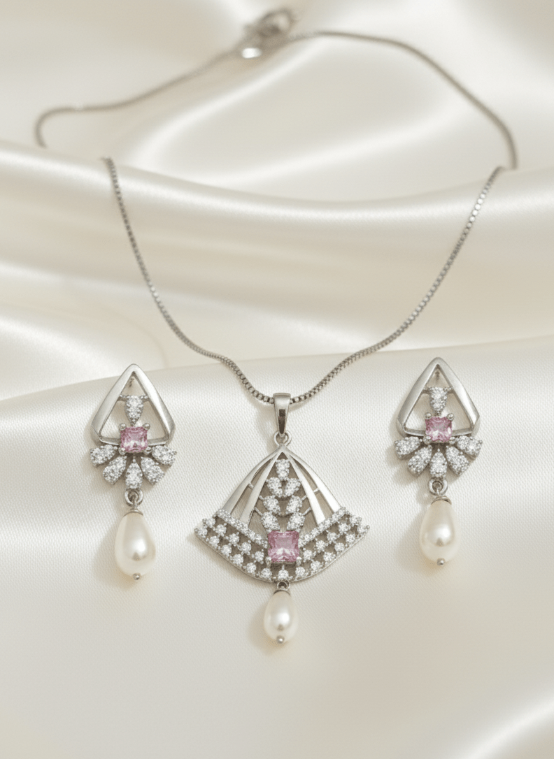 Prism Pink Pendant Set | 925 terling Silver