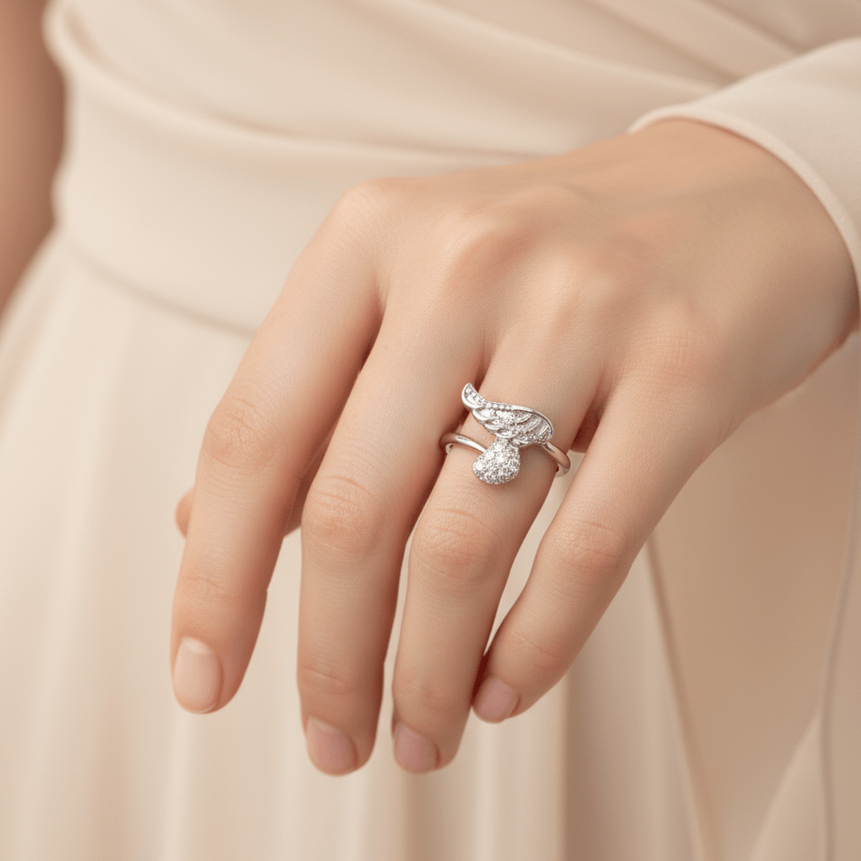 Feather Design Sterling Silver Ring