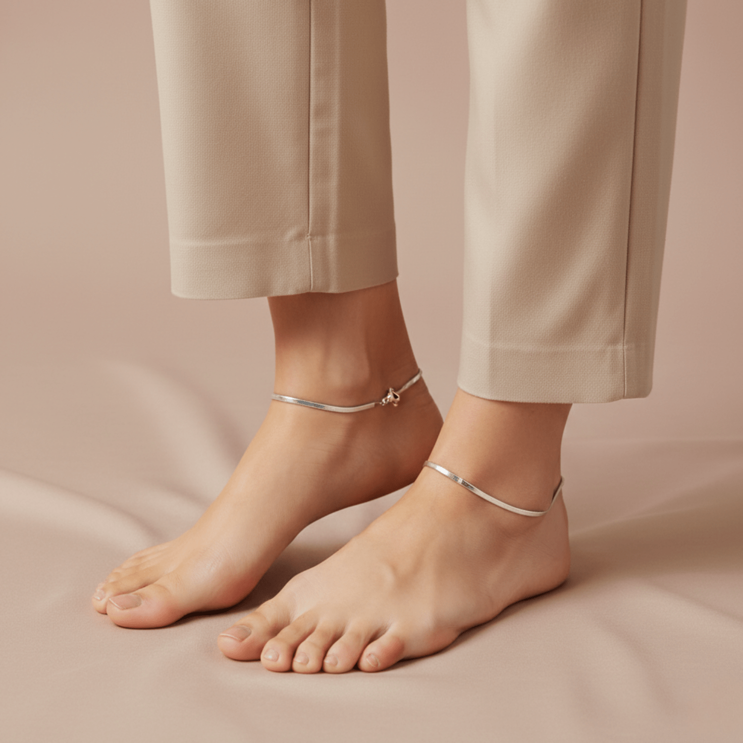 Hulasi Women 925 Sterling Silver Flat Snake Chain Anklet Payal 24cm Plus 3cm Extension For Daily Wear Jewelry Gift