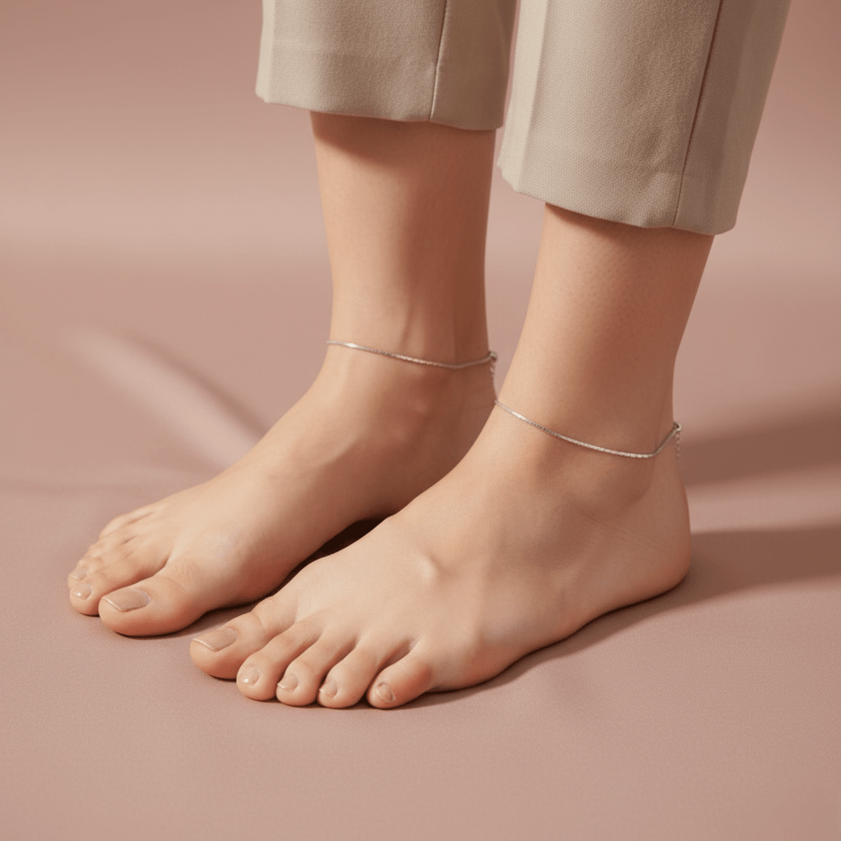 Hulasi Women 925 Sterling Silver Sleek Box Chain Anklet Payal 24cm Plus 3cm Adjustable Minimalist Jewelry Gift