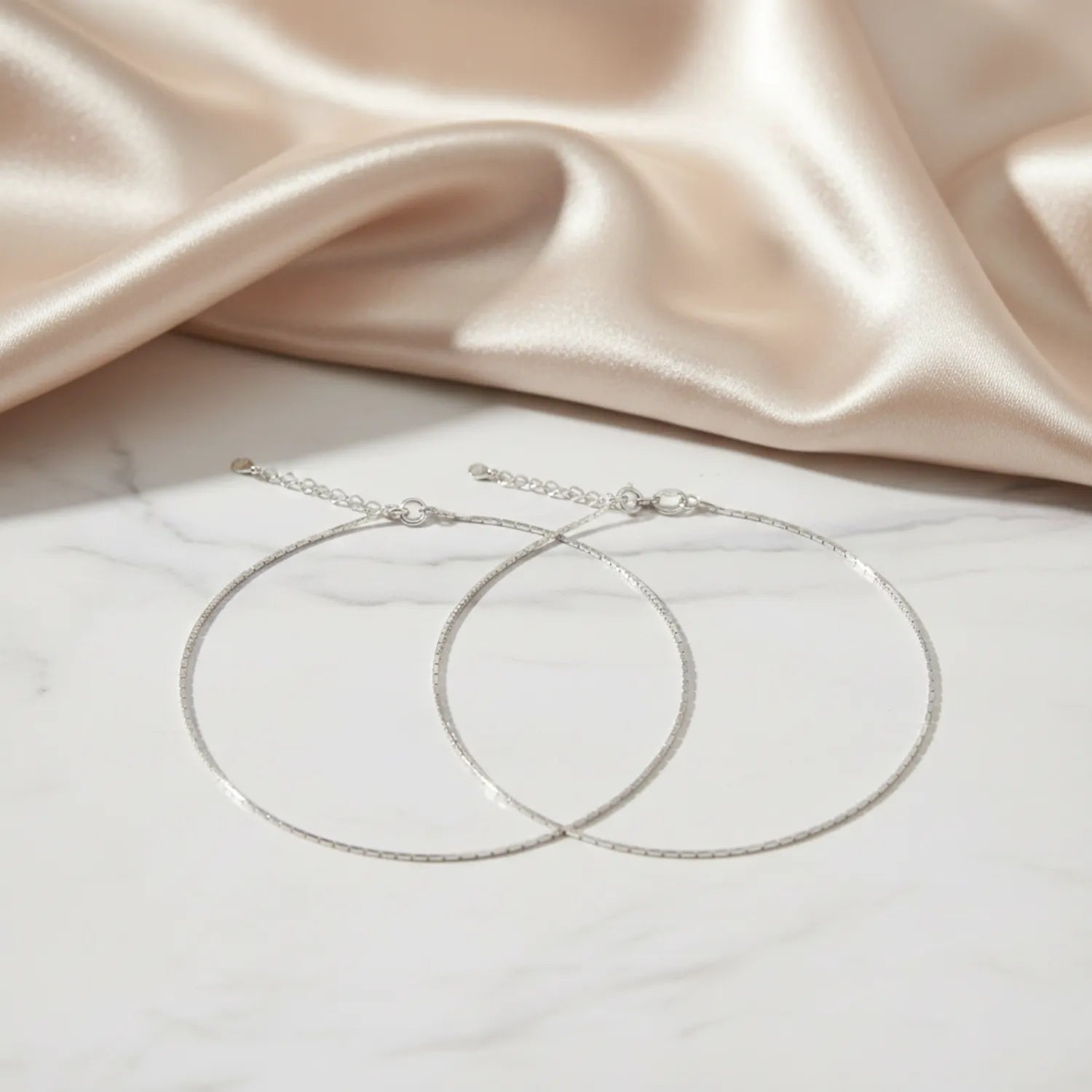 Hulasi Women 925 Sterling Silver Minimalist Box Chain Anklet Adjustable