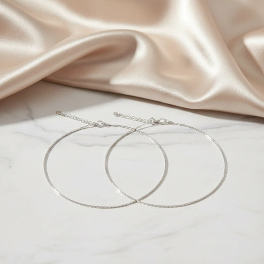 Hulasi Women 925 Sterling Silver Minimalist Box Chain Anklet Adjustable