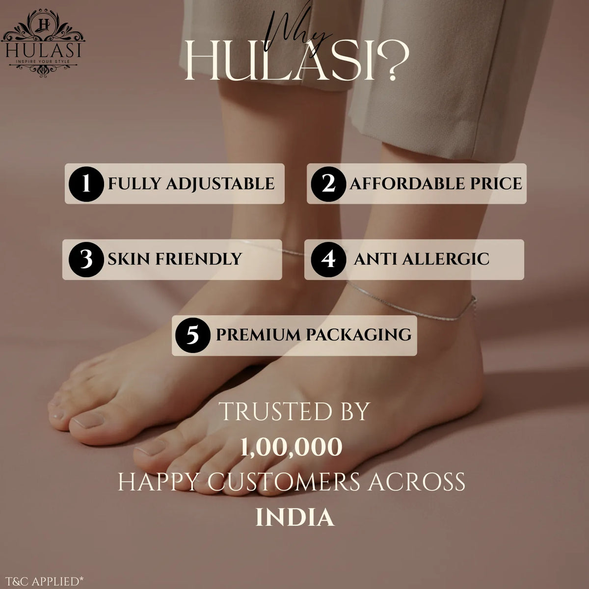 Hulasi Women 925 Sterling Silver Minimalist Box Chain Anklet Adjustable