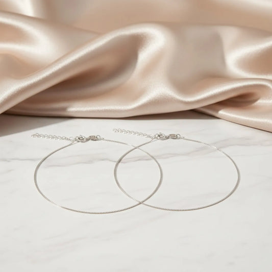 Hulasi Women 925 Sterling Silver Dainty Chain Anklet Adjustable