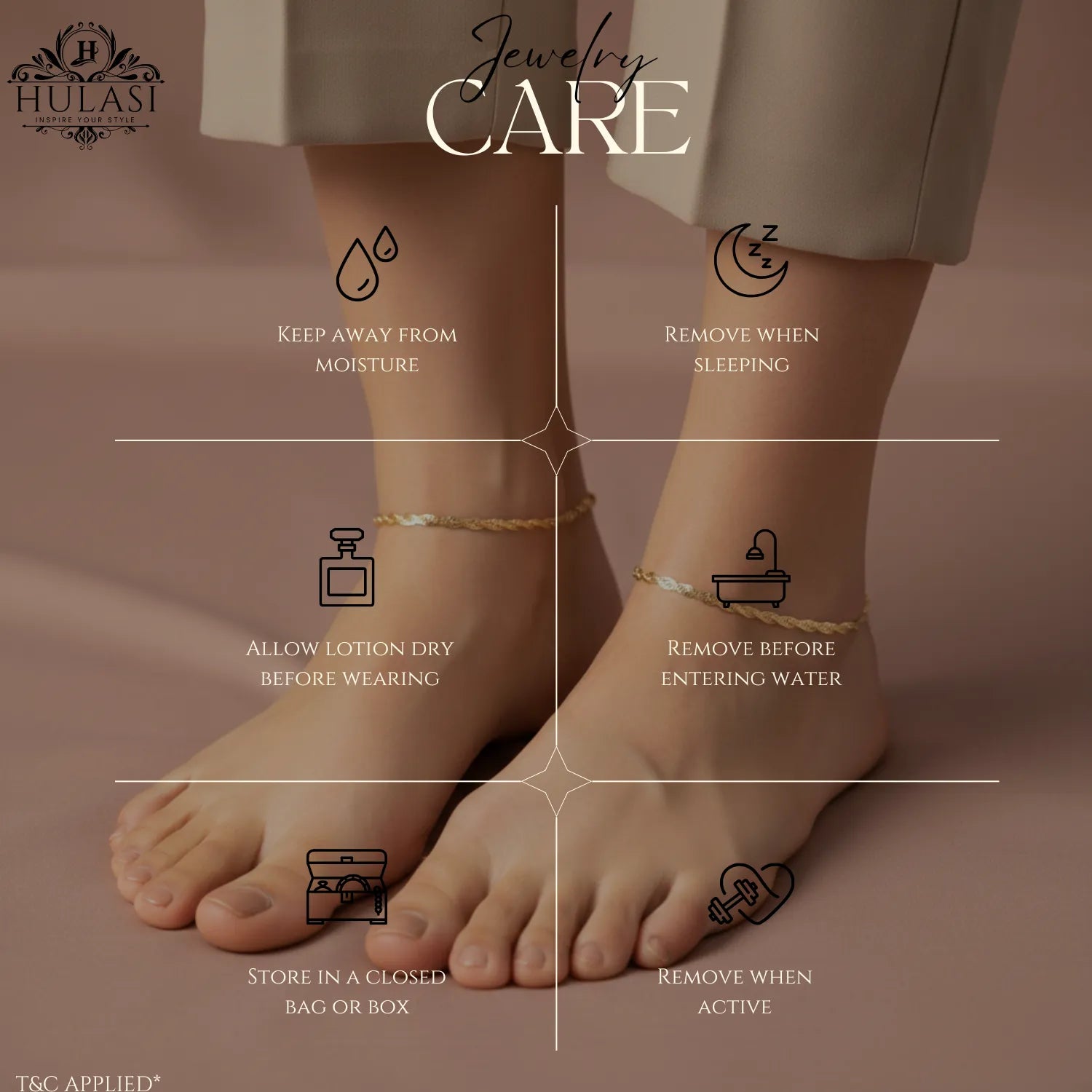 Hulasi Women 925 Sterling Silver Gold Plated Twisted Anklet 27.5cm