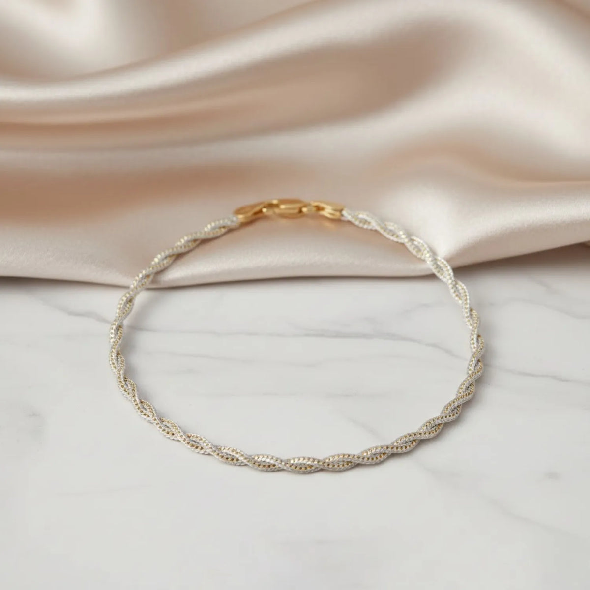 Hulasi Women 925 Sterling Silver Gold Plated Twisted Anklet 27.5cm