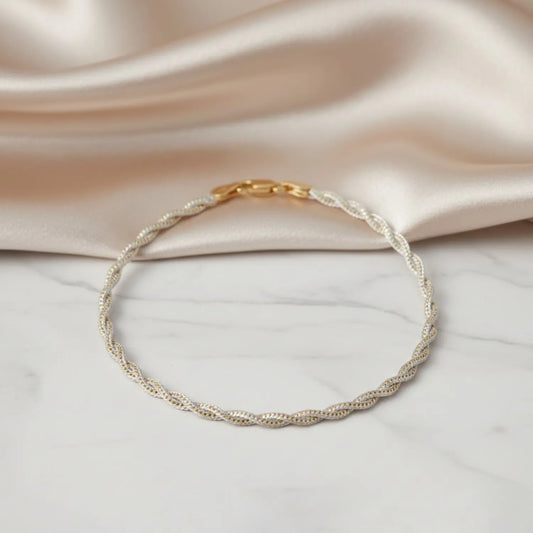 Hulasi Women 925 Sterling Silver Gold Plated Twisted Anklet 27.5cm